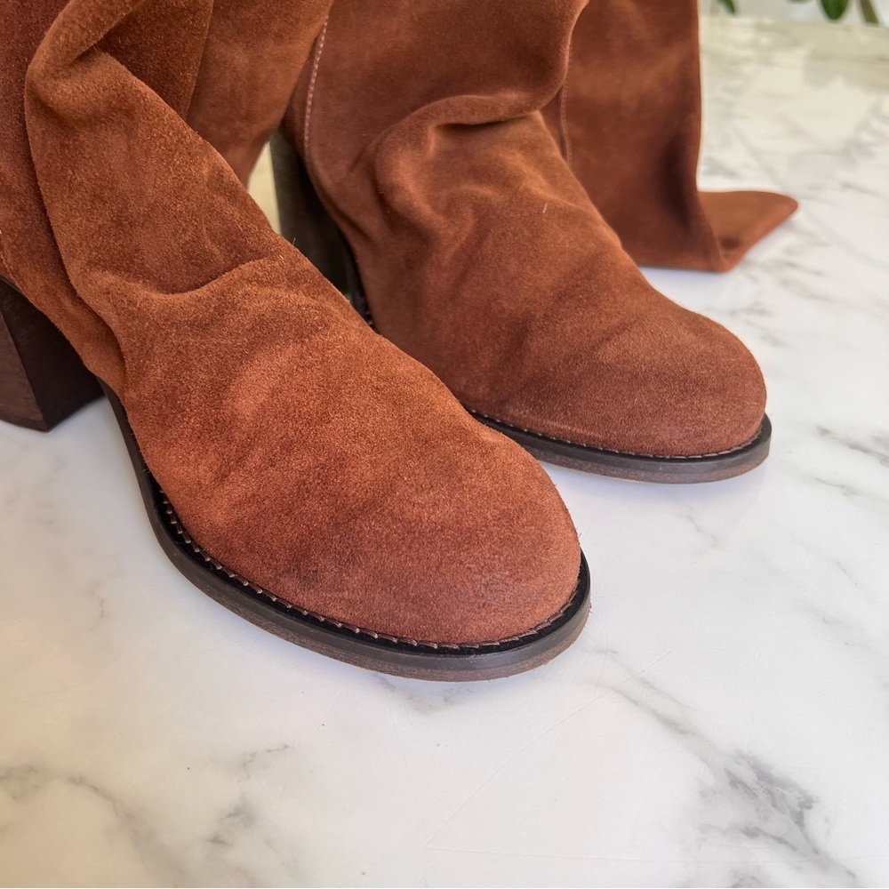 NWT Free People Elle Tall Knee High Slouch Boots Rust Suede EU 41 US 11 - Picture 9 of 14